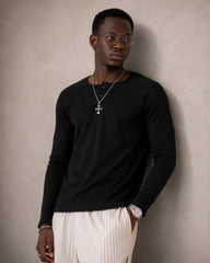 Classic Rib Black Henley