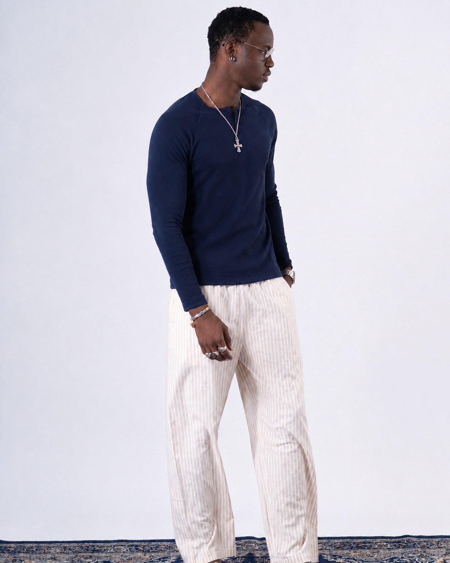 Classic Rib Navy Henley