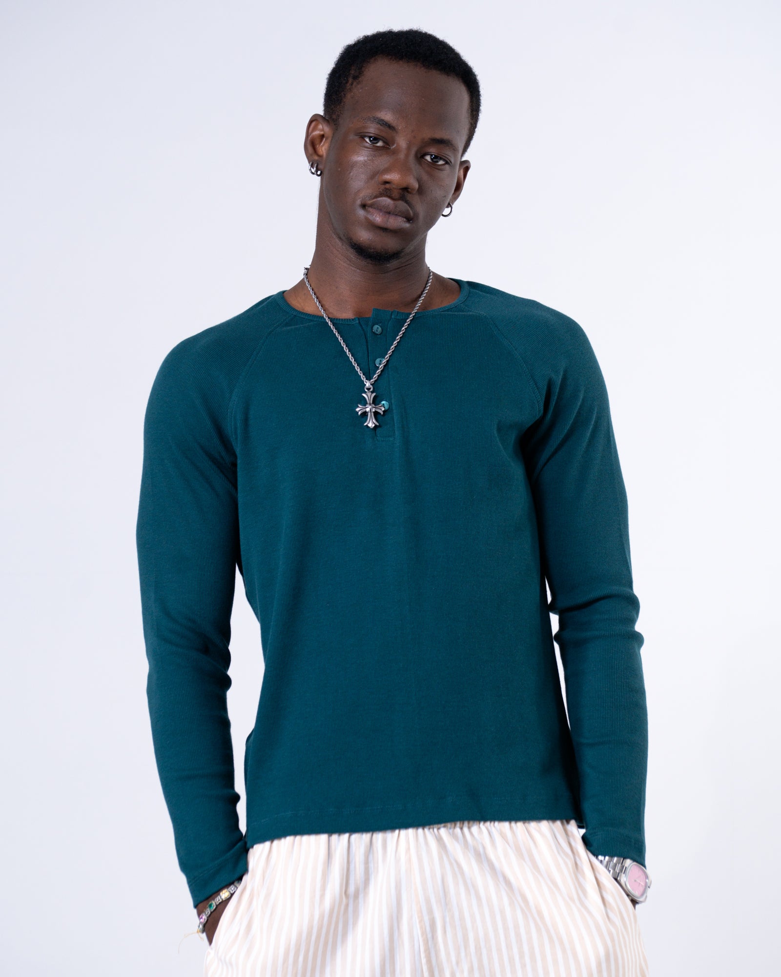 Classic Rib Forest Green Henley