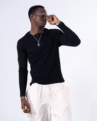 Classic Rib Black Henley