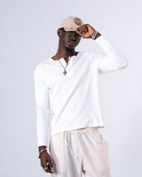 Classic Rib White Henley