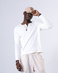 Classic Rib White Henley