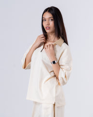 Women's Ivory Boxy Quarter Zip