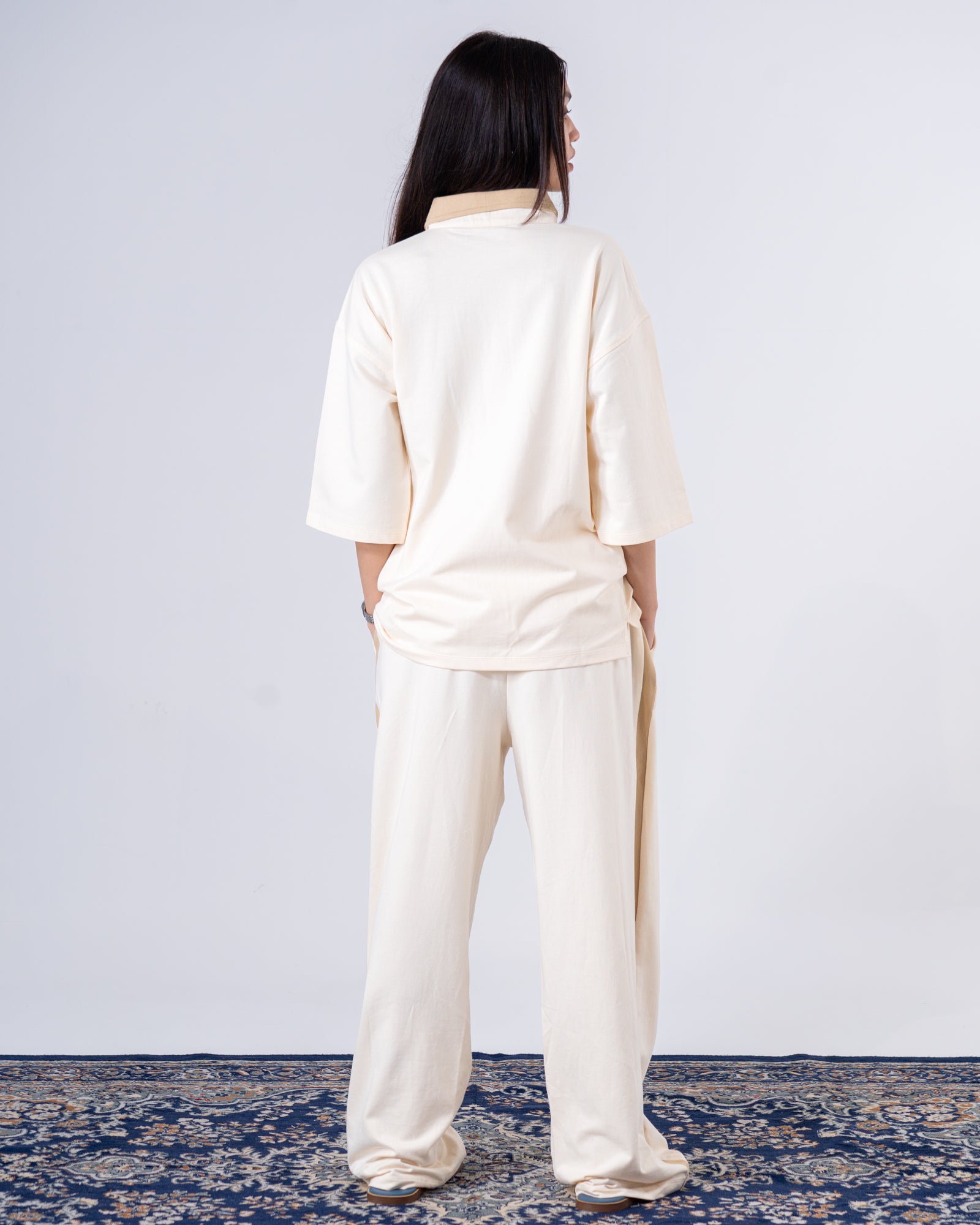 Ivory Box Fit Shirt + Sweatpants Set