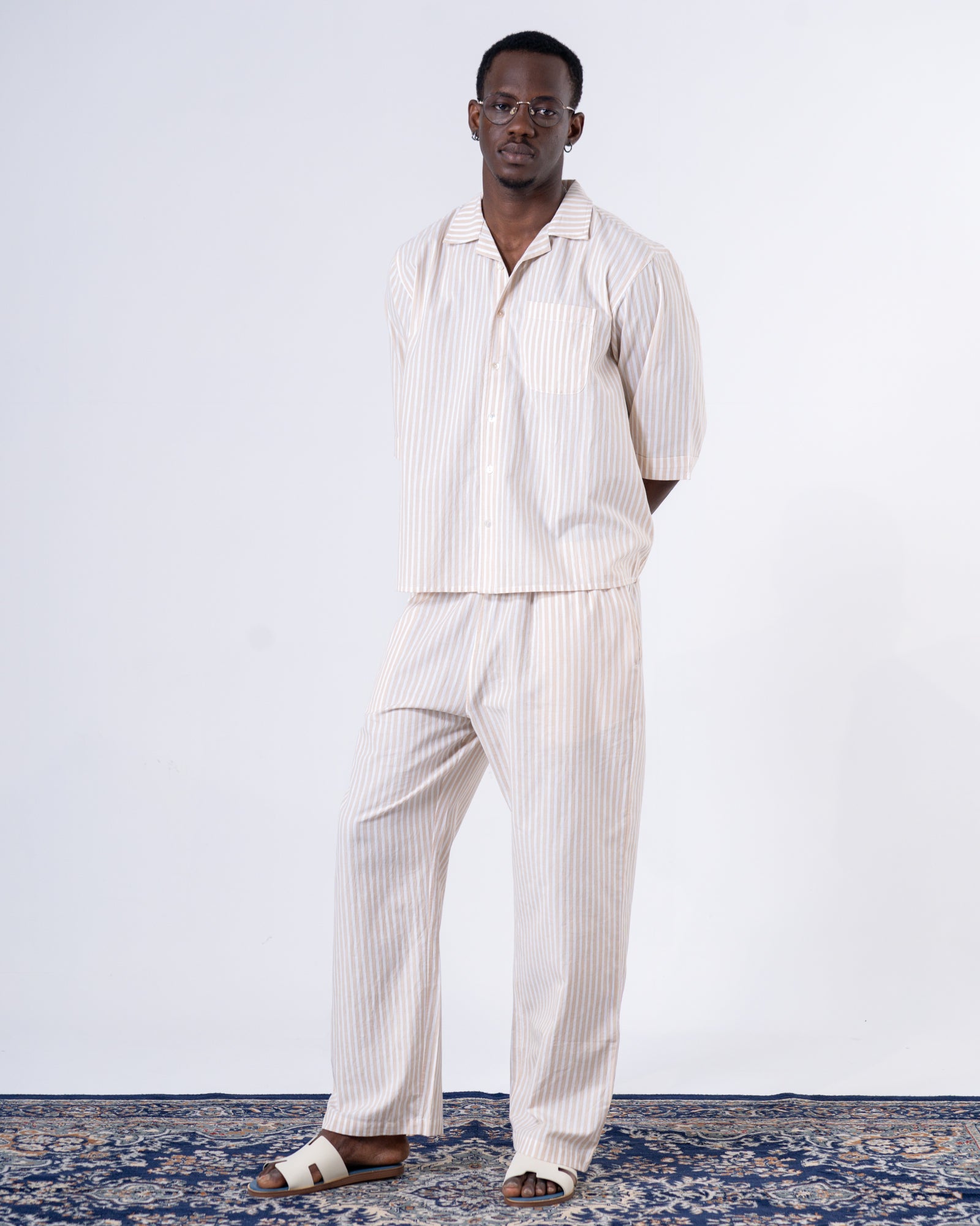 Men's Beige Classic Relaxed Trousers