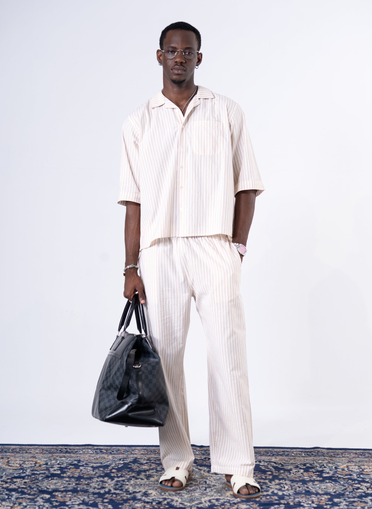 Men's Beige Classic Relaxed Trousers