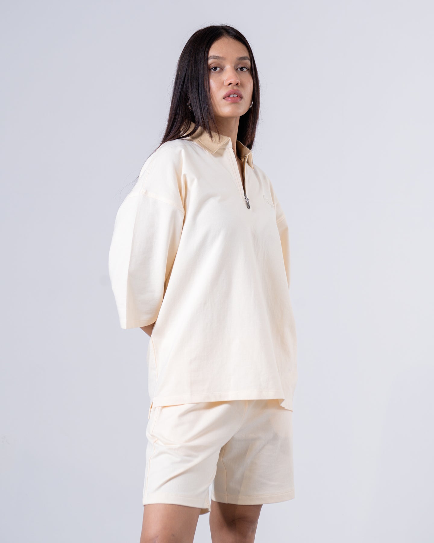 Ivory Box Fit Shirt + Lounge Shorts Set