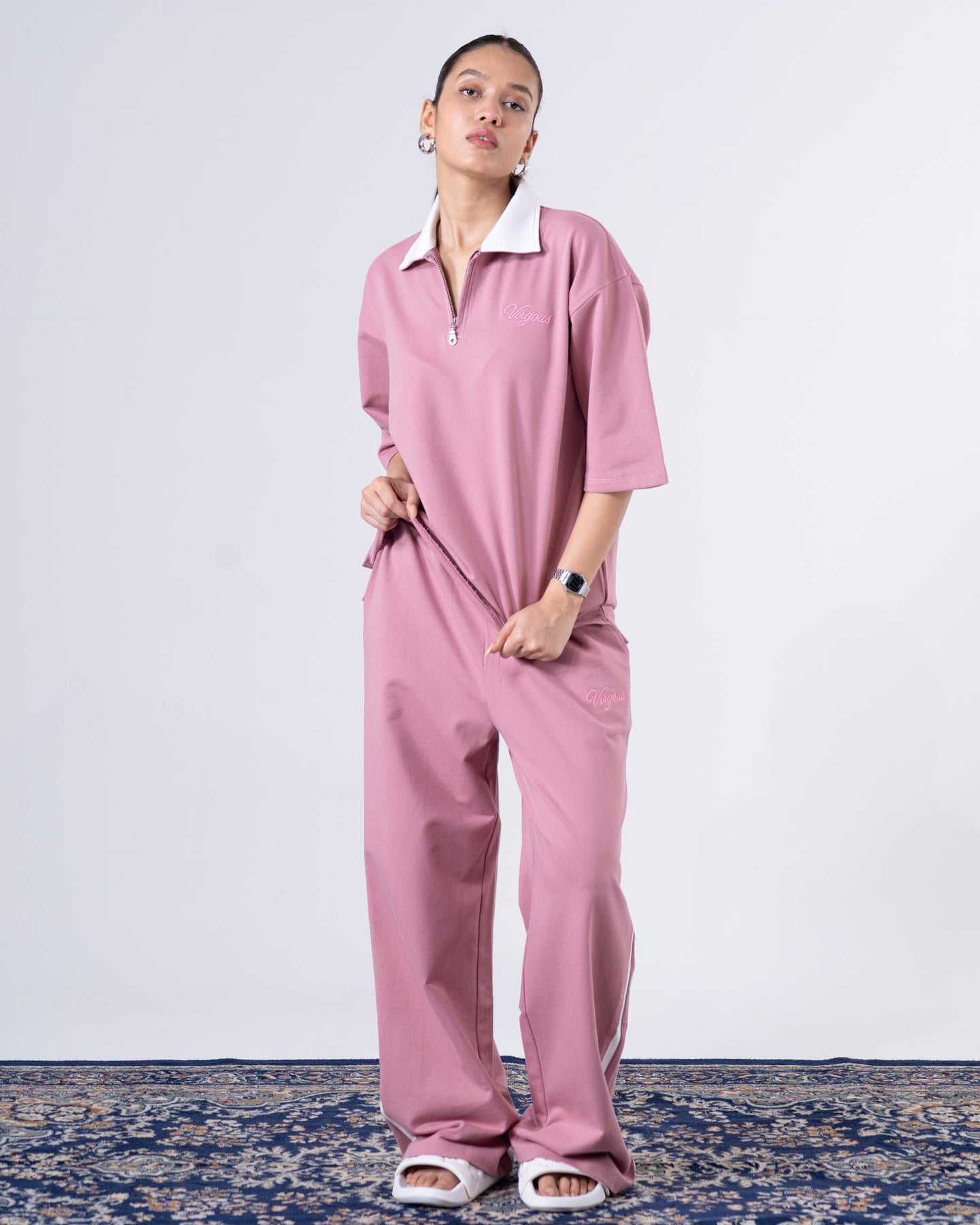 Women's Blush Boxy Quarter Zip