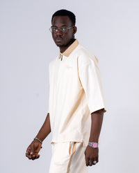 Men's Ivory Boxy Quarter Zip