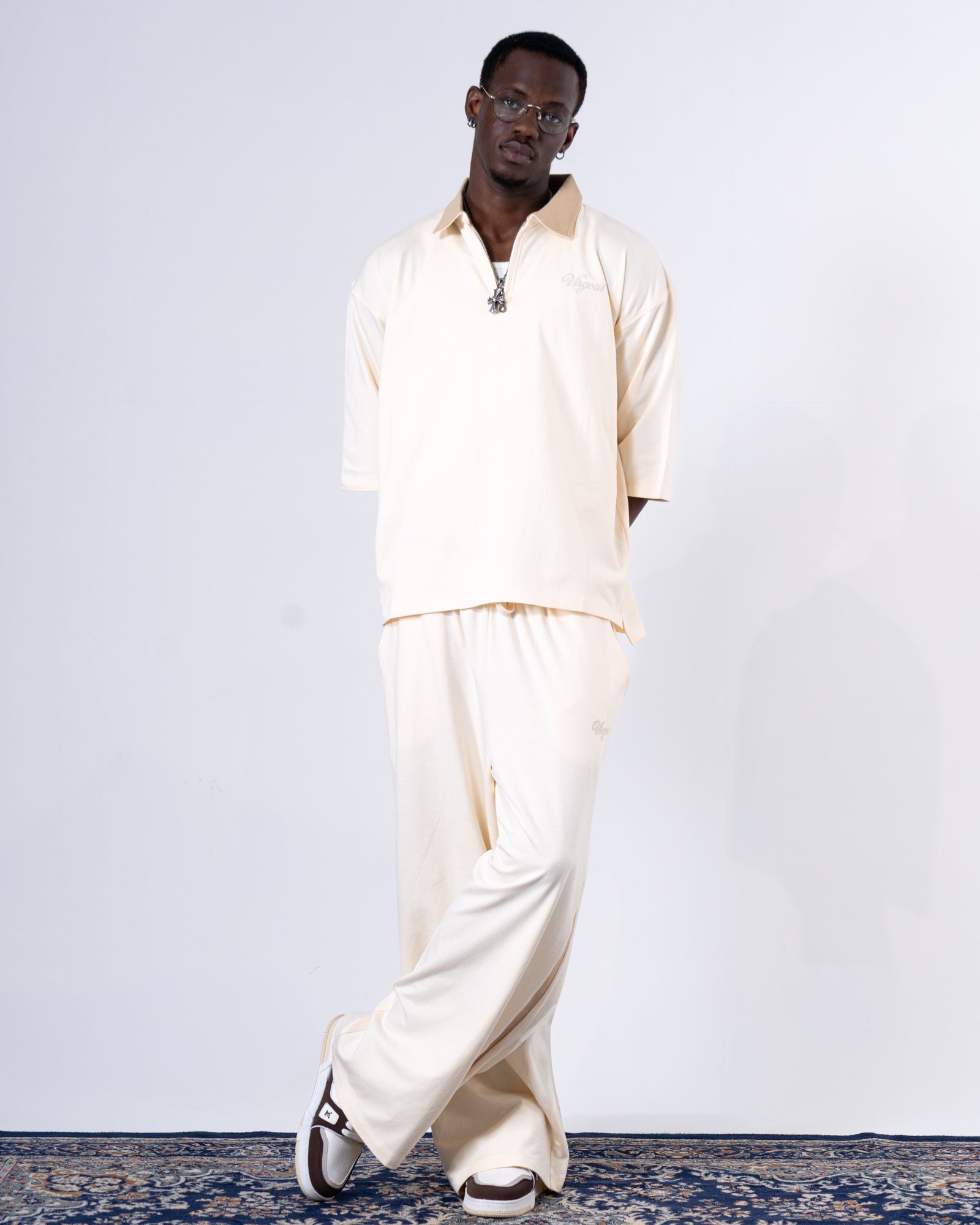 Ivory Box Fit Shirt + Sweatpants Set