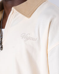 Men's Ivory Boxy Quarter Zip