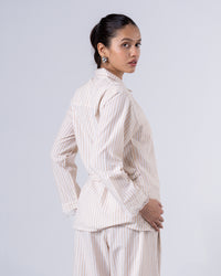 Beige Tailored Waist Adjustable Shirt