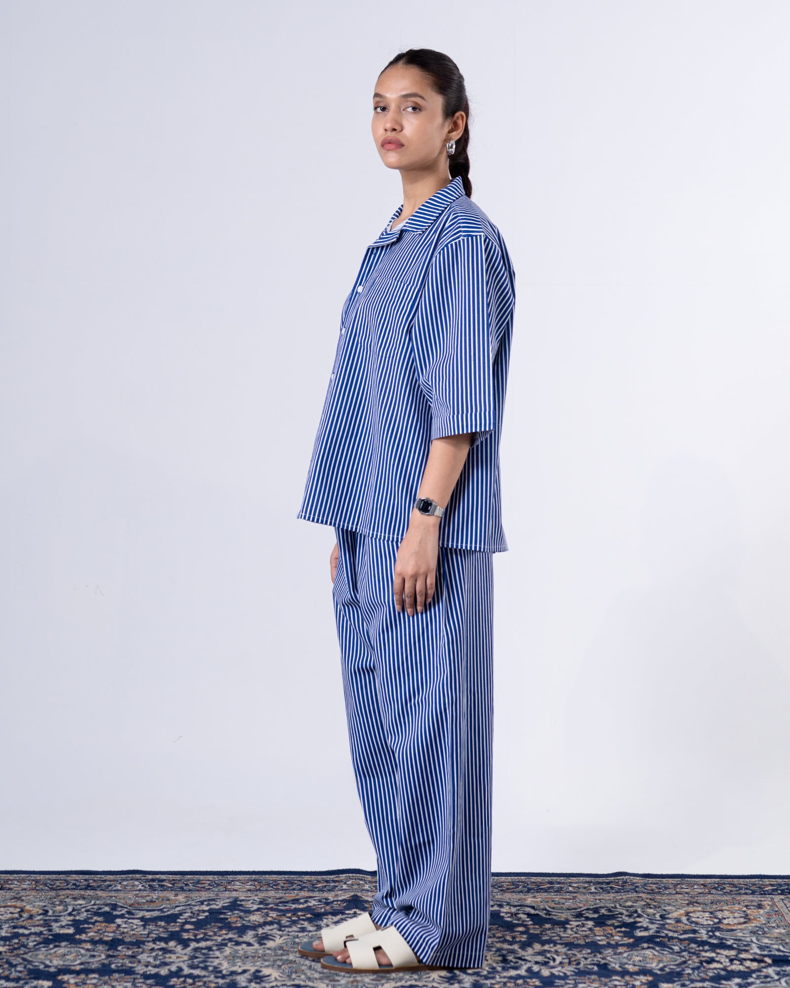 Women's Blue Classic Relaxed Trousers