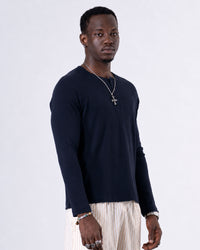 Classic Rib Navy Henley