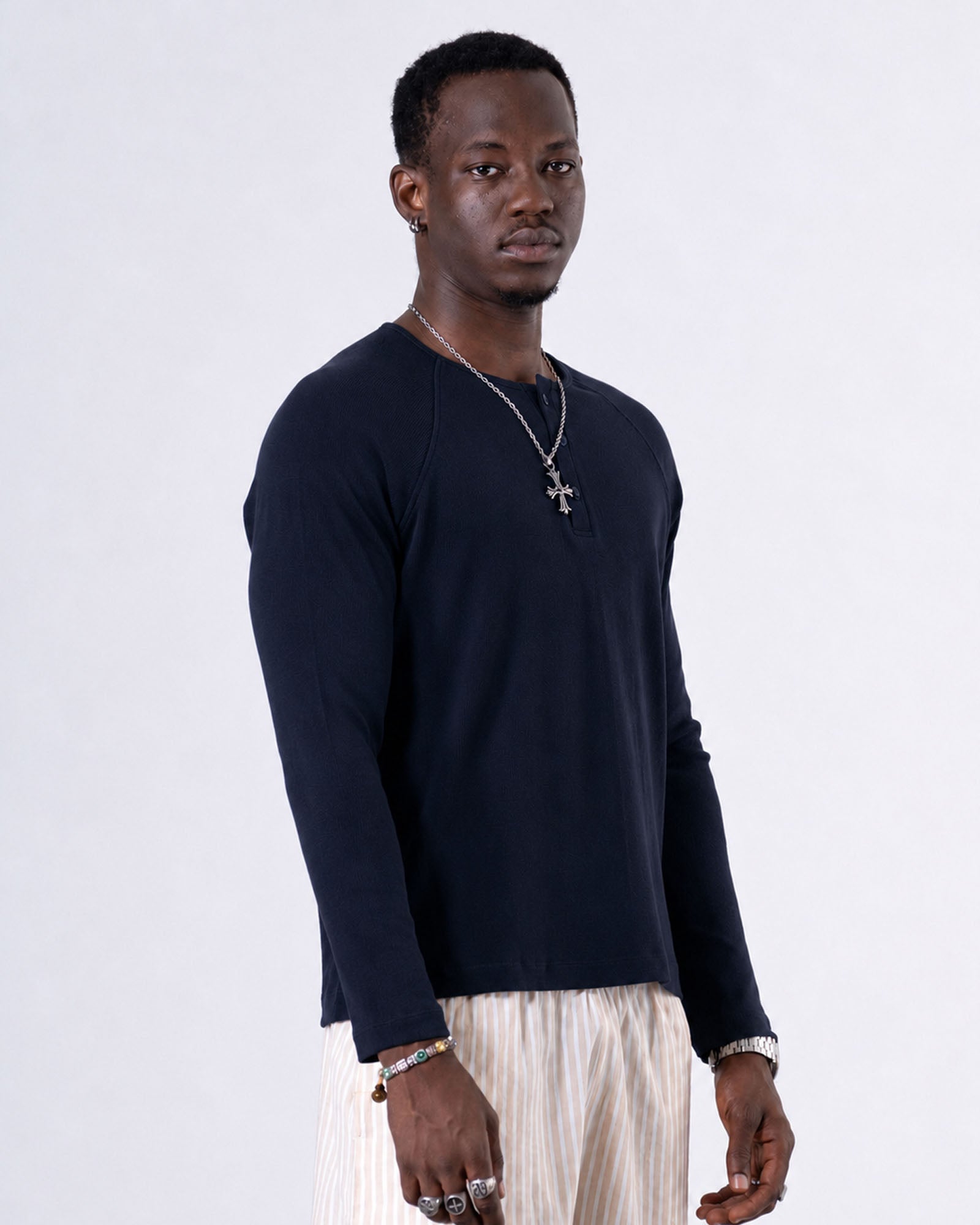 Classic Rib Navy Henley