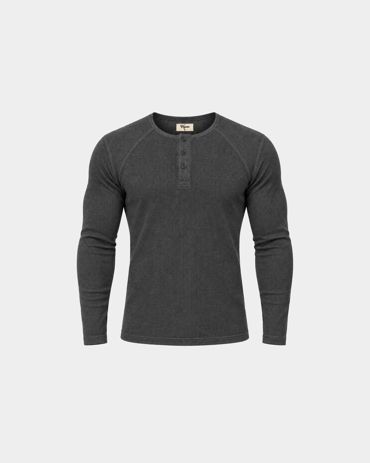 Classic Rib Charcoal Grey Henley