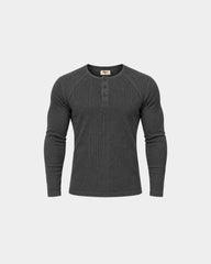 Classic Rib Charcoal Grey Henley