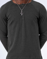Classic Rib Charcoal Grey Henley