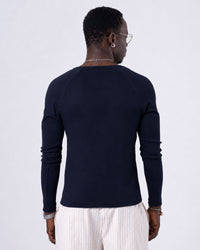 Classic Rib Navy Henley