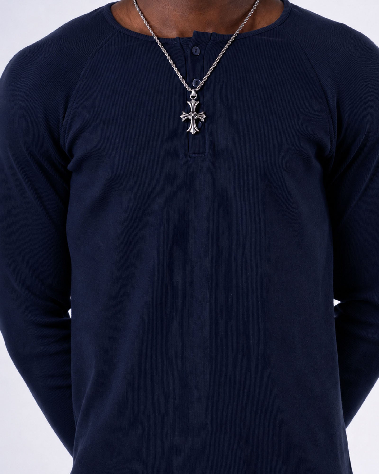 Classic Rib Navy Henley