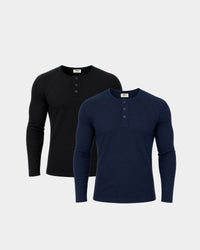 Classic Rib Henley 2-Pack — Black & Navy