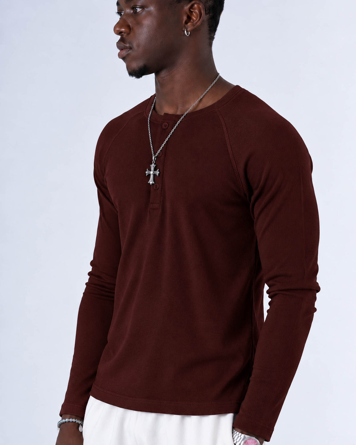 Classic Rib Maroon Henley