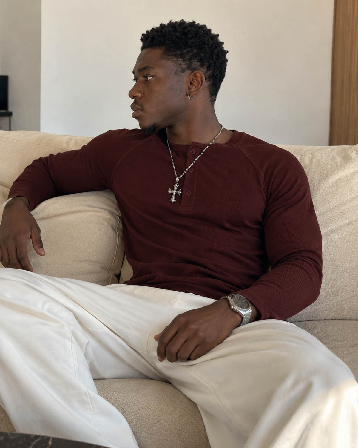 Classic Rib Maroon Henley