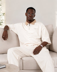 Men's Ivory Boxy Quarter Zip