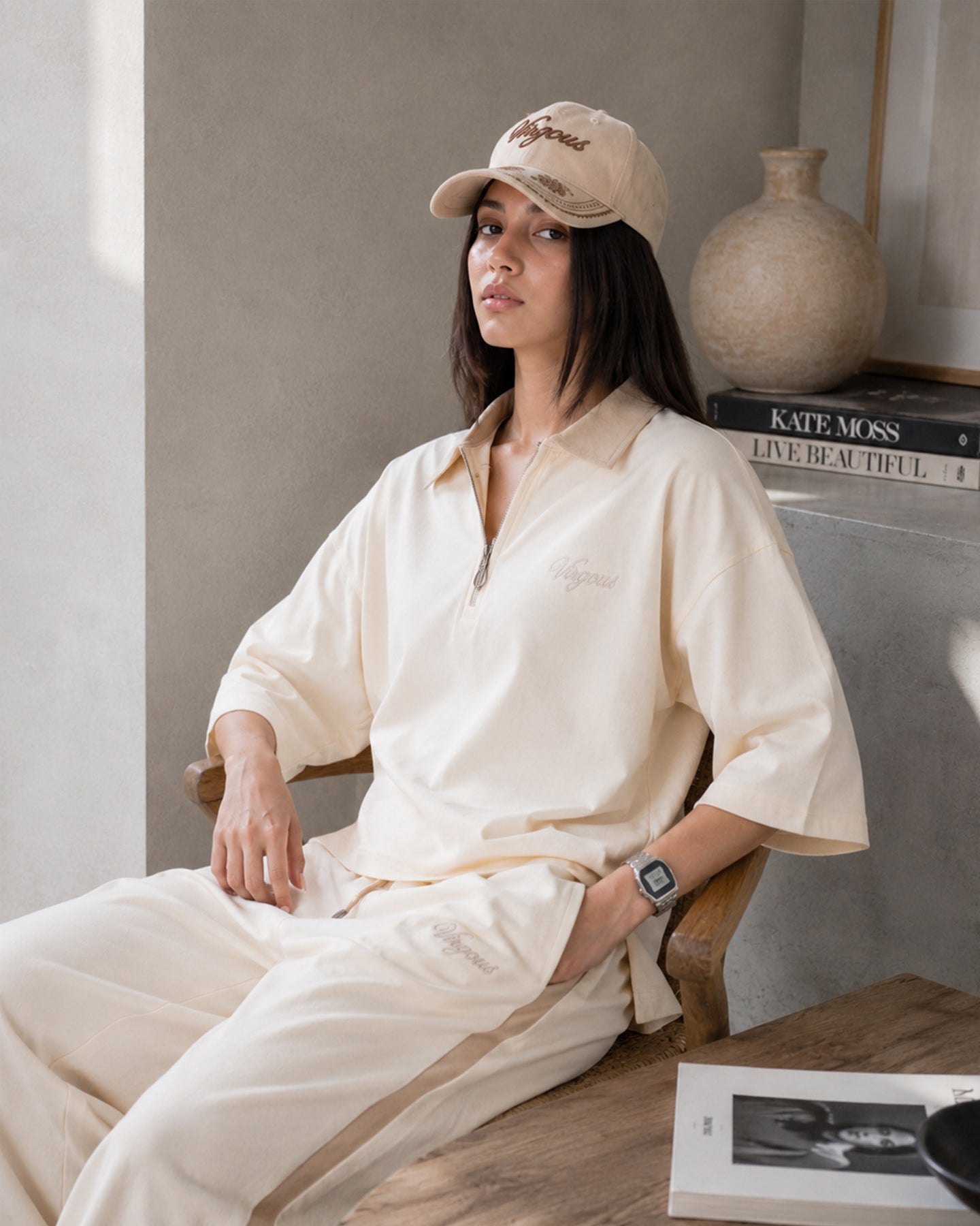 Women's Blush Boxy Quarter Zip